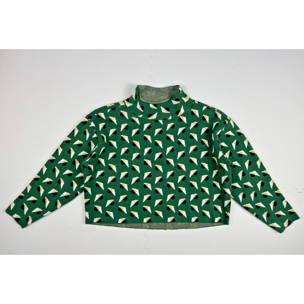 MAEVE Anthropologie Pullover The Carys Sweater Mock Neck Geometric Print - XSP